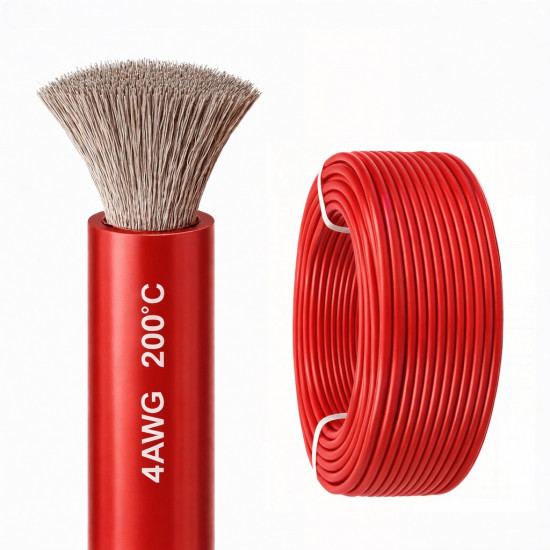 Силиконовый медный провод 4 AWG красный (1 метр)